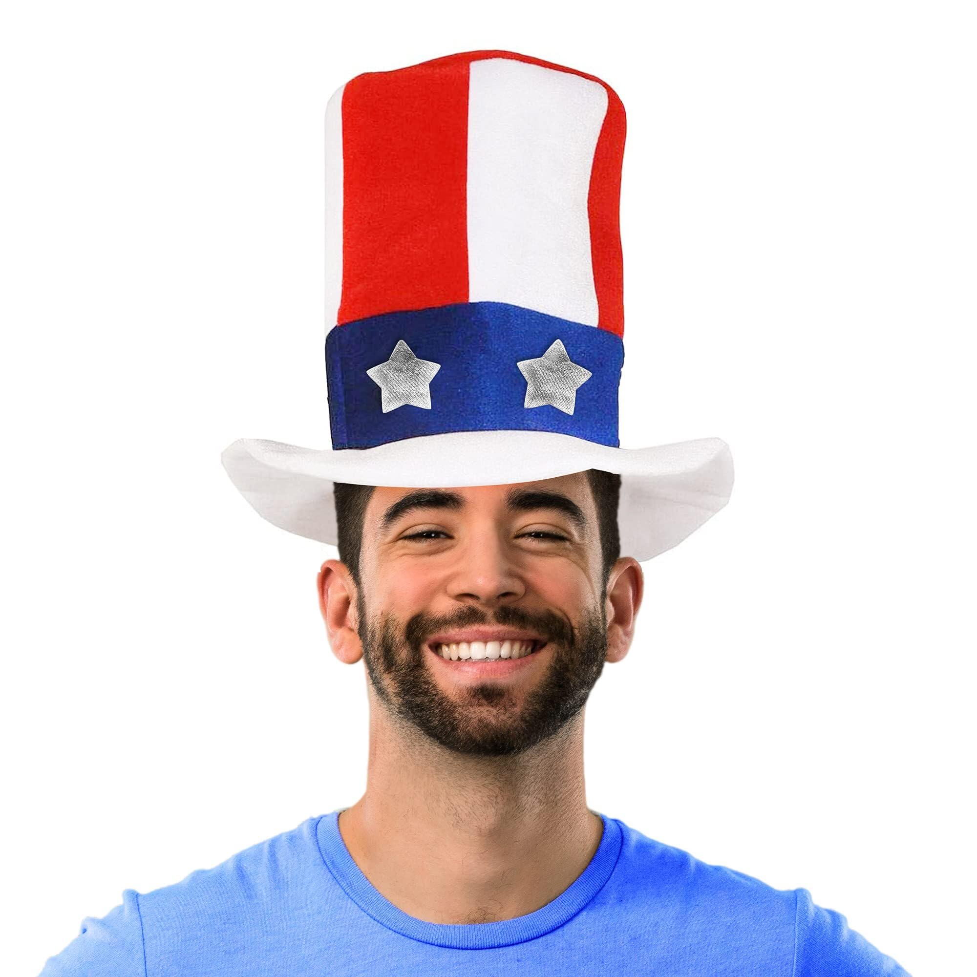 Uncle Sam Hat - American Stars and Stripes Fancy Dress Accessory x 6 - I Want You - American 4th July - Independence Day - USA Celebrations