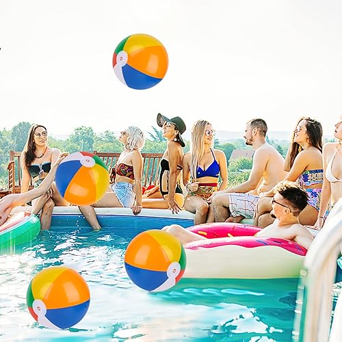 Miniatura 5 de 3 otters 4PCS Beach Balls for Kids, 16inch Beach Ball Bulk Inflatable Pool Beach Balls Bulk for Hawaiian Tropical Theme Party Decorations Favors