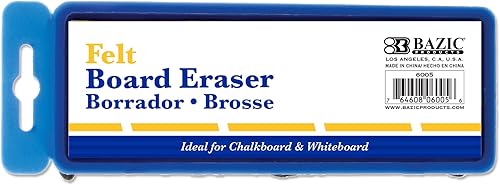 BAZIC - Borrador de pizarra de fieltro para pizarra blanca, limpiador sin polvo para oficina de profesores, paquete de 1