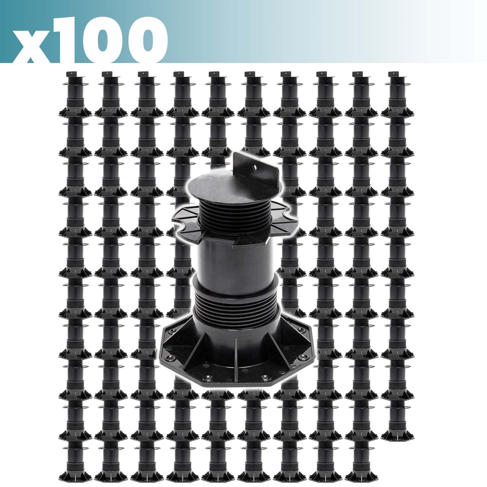 XPOtool Juego de 100 bases regulables para terraza carga máxima 2700kg ajustable en altura 140-210mm