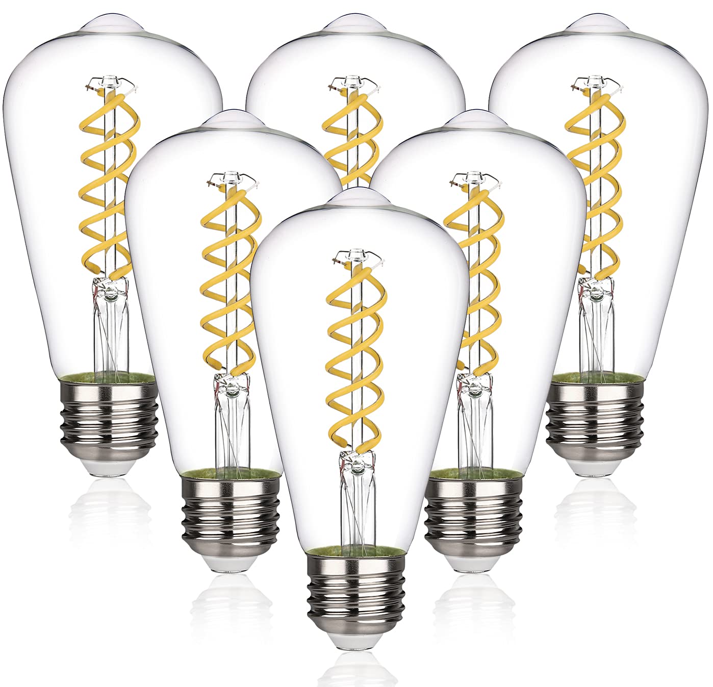 6 Pack ST19(ST58) Vintage Edison LED Light Bulbs, Neutral White