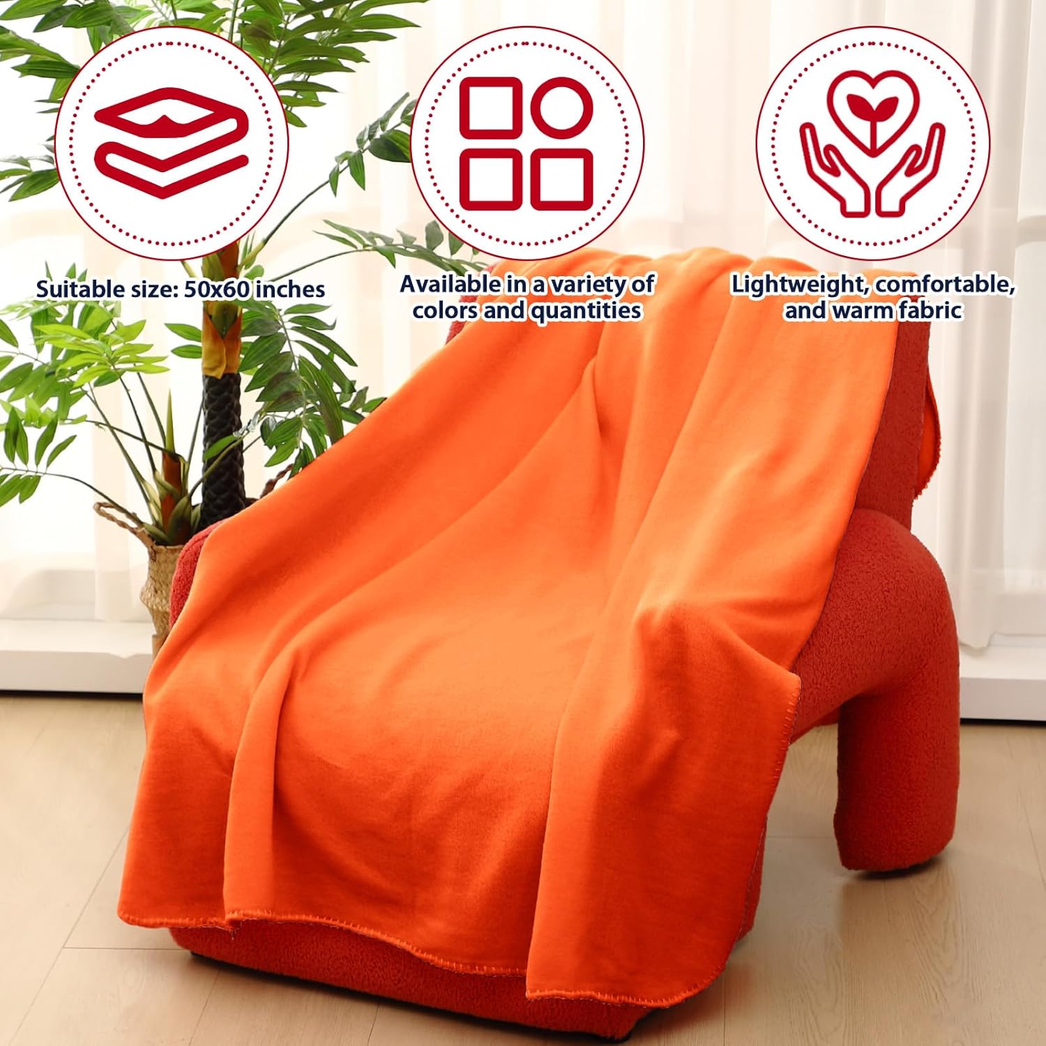Newwiee 12 Pcs Fleece Throw Blankets Bulk 50'' x 60'' Oeko-tex Standard 100 Certified Spring Outdoor Wedding Guest Blankets Lightweight for Sleepover Donation Lap Pet Sofa Home (Fluorescent Colors)