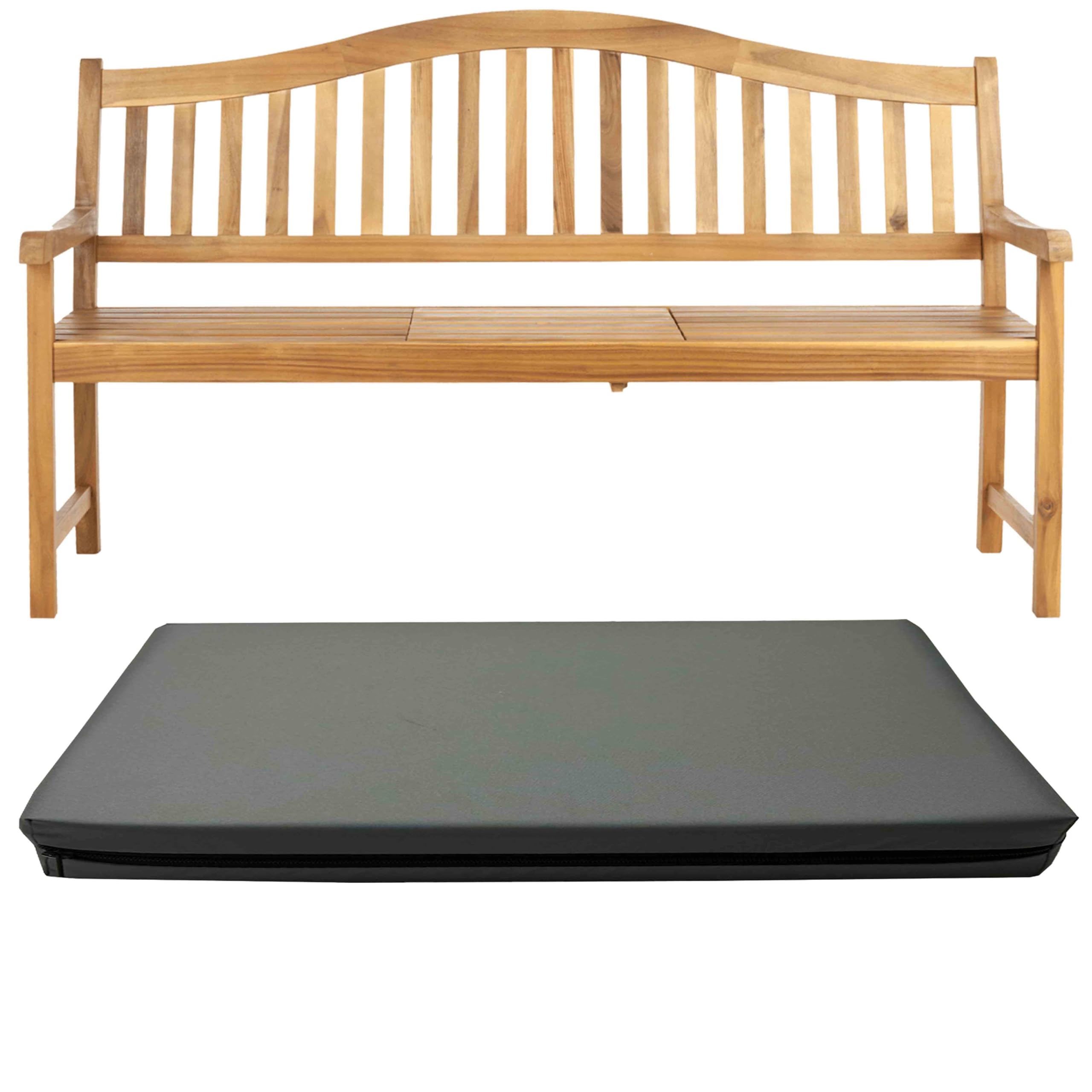 GRIZZLY FOAM Waterproof 1 2 3-Seater Indoor/Outdoor Bench Pad Seat Cushion Garden Furniture Comfortable with Removable Cover Ask for Any Customized Size (Deep Grey, 15x45x2inch 38x114x5cm) โ image 1