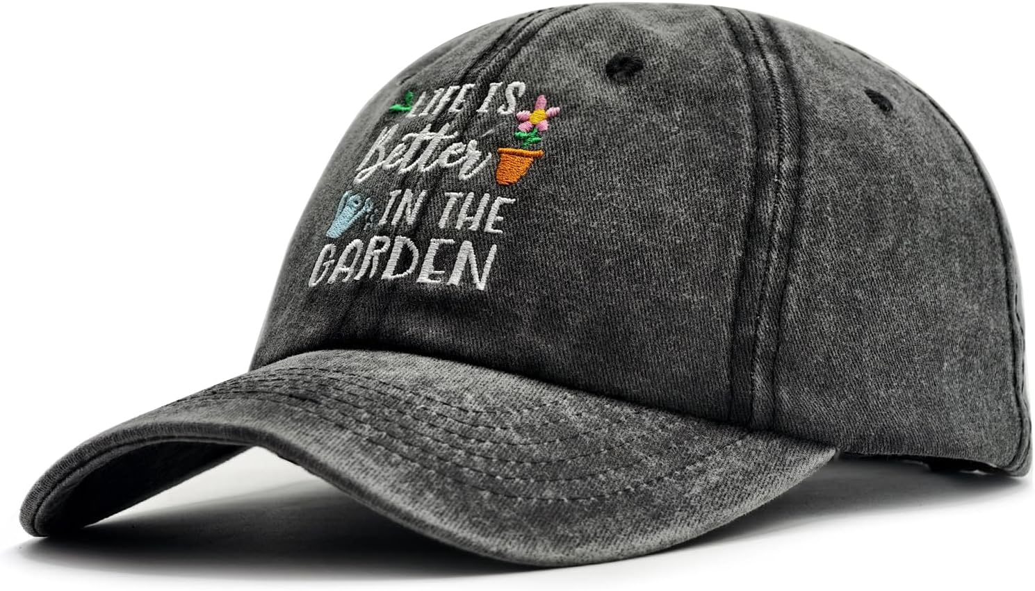 Gardening Gifts for Women, Gardening Hat, Adjustable Washed Cotton Embroidered Baseball Cap - Image 4