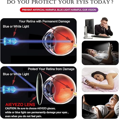 Miniatura 2 de AIEYEZO Gafas cuadradas de marco grueso para mujeres y hombres, gafas de luz azul, modernas y elegantes para computadora (rosa)