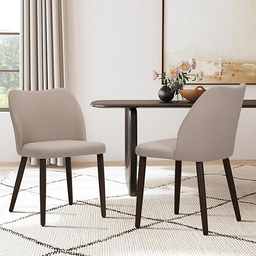 COLAMY Juego de 2 sillas tapizadas para comedor, silla moderna de tela para comedor y cocina con asiento acolchado y patas de madera para