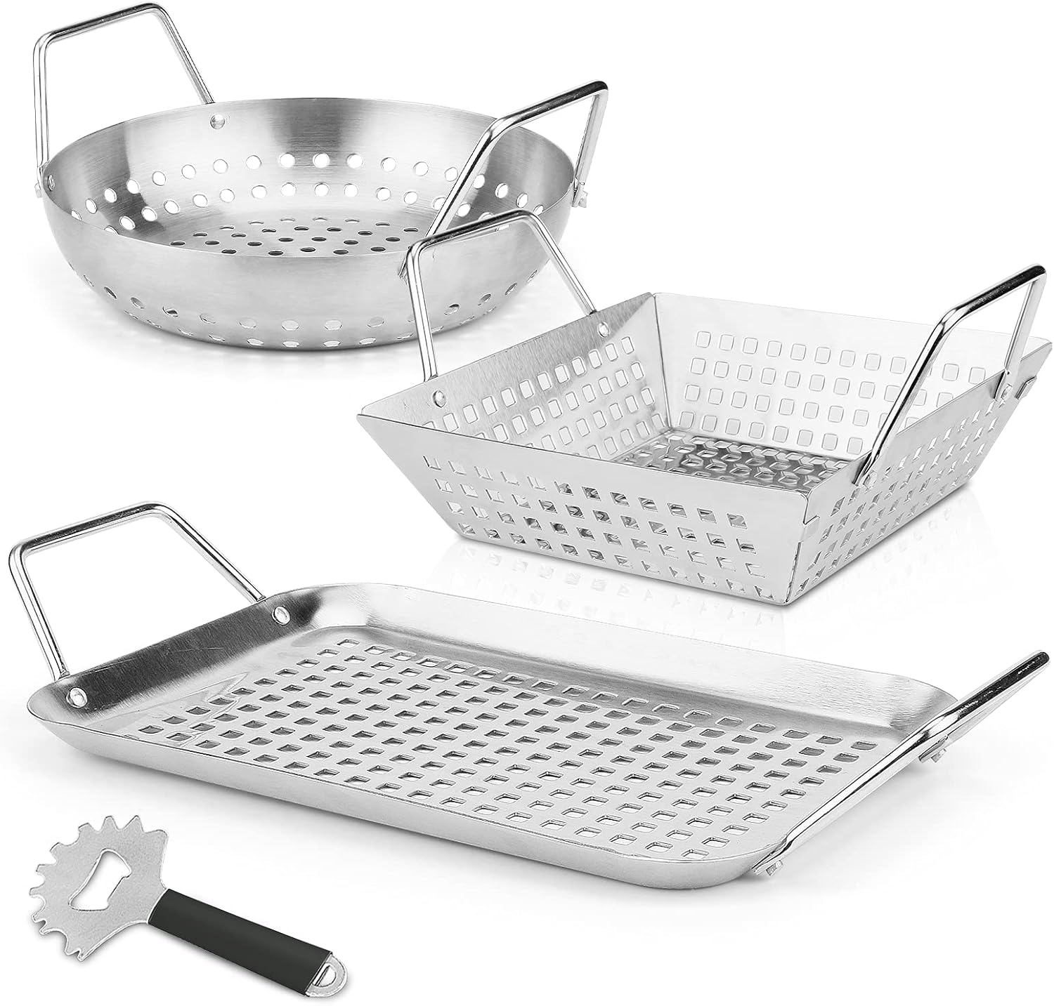 Buy GRISUN Grill Baskets and Scraper, 3 PCS Vegetable Grill Baskets