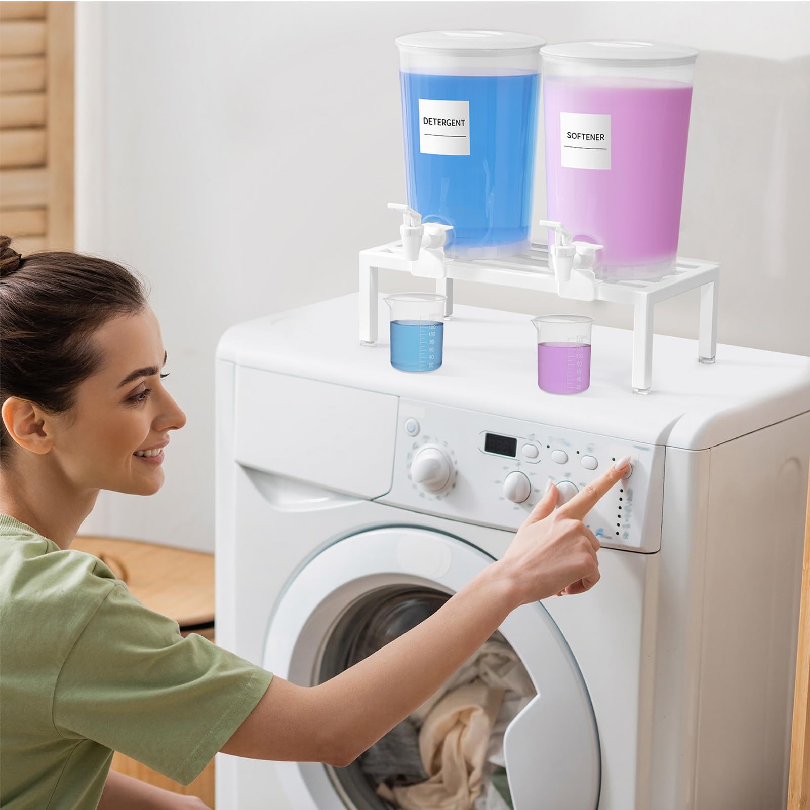 Lifewit 2 Pezzi Dispenser Detersivo Lavatrice 3.55L, 120 fl oz/3,5L Contenitore Detersivo Polvere in Plastica PET Trasparente, Dosatore Detersivo Lavatrice Multifunzionale per Bucato con Etichette