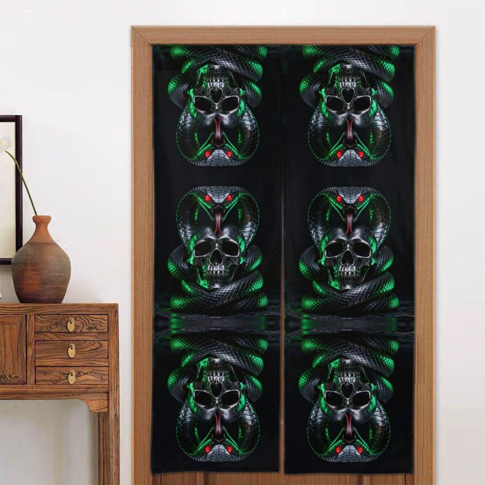 CNTDBU Snake Skull Deadly Door Curtain 34x56 Inch-Room Divider Panel for Privacy, Entryway Screen for Kitchen Bedroom