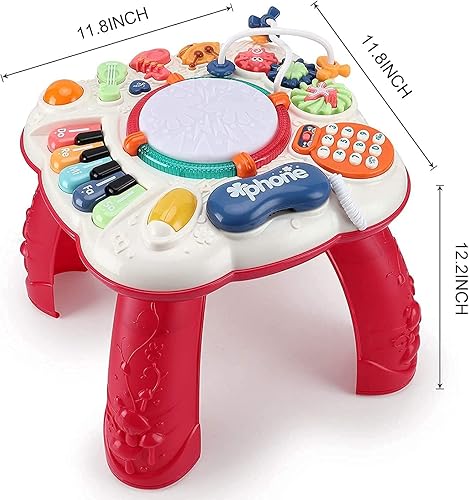 Miniatura 2 de Juguetes para bebés de 6 a 12 meses, juguete de actividad musical de educación temprana, 11.8 x 11.8 x 12.2 pulgadas (rojo)