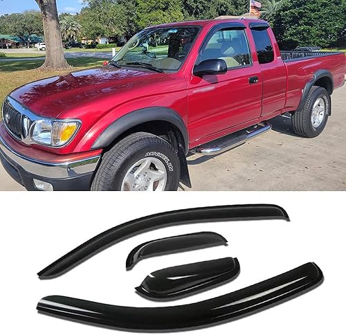 Puermto 94231 - Deflector de viento impermeable para ventana lateral, juego de 4 protectores de lluvia de repuesto protectores, visera de ventana