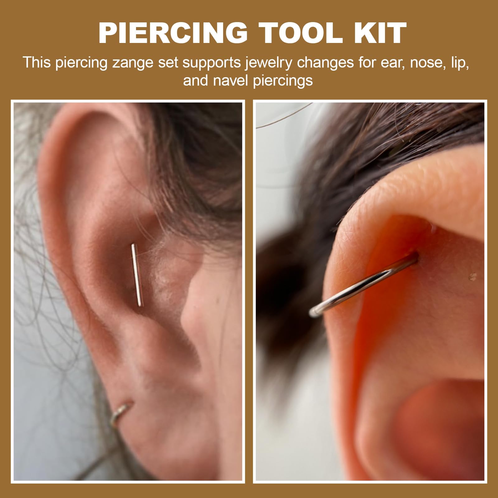 7 Pcs Piercing Ball Grabber and Opener Set, Piercing Taper Insertion Tool, Piercing Tools to Change Jewellery, 16G 18G Compatible Stainless Steel Flat Back Earring Applicator Tool for Ears Nose Lip — view 6