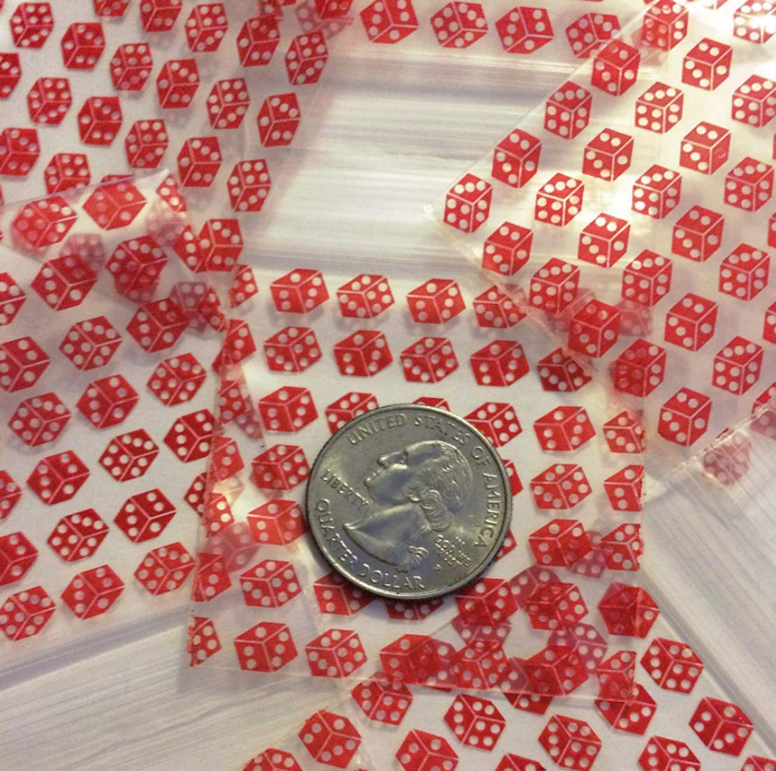 Plastic Ziplock Baggies Red 200-1.5" X 1.5" 1515 Dice Small Zipper Lock Baggies Craft Resealable Plastic Baggy 2 Mil Zipper Poly Bags