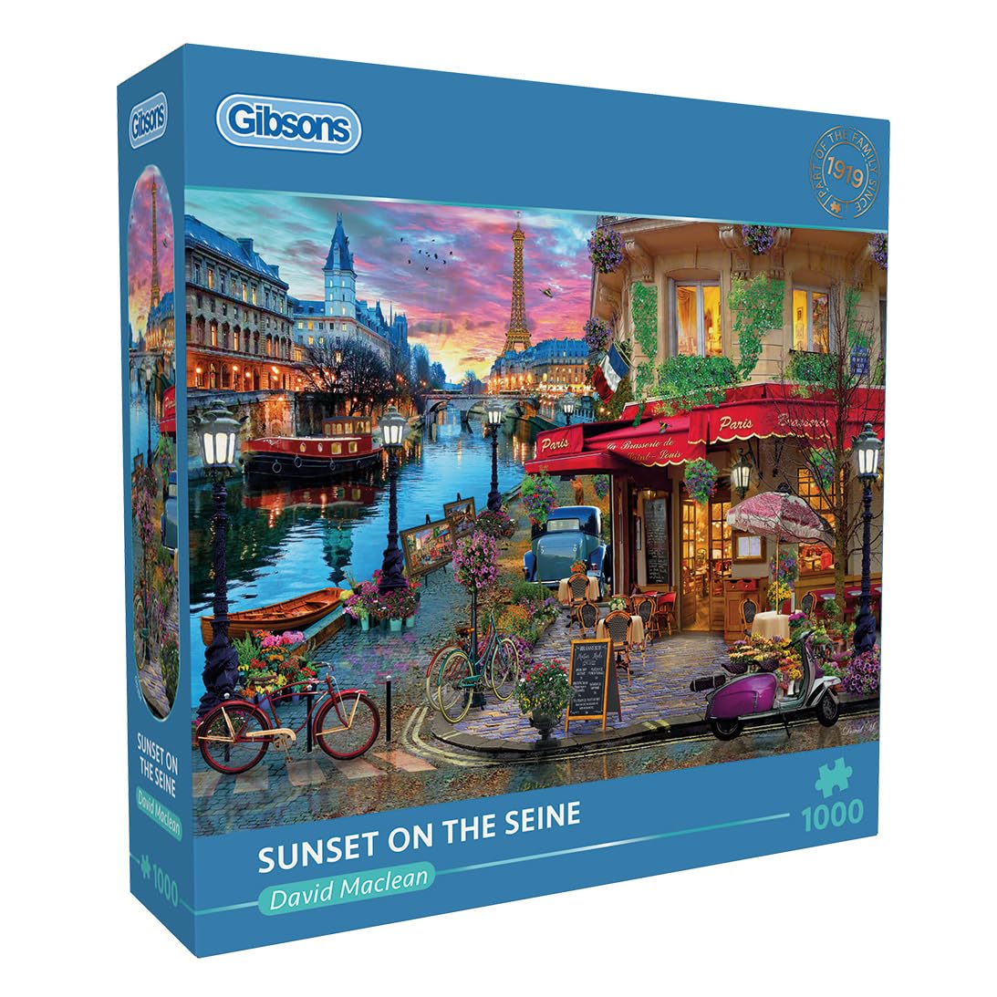 Gibsons Sunset on the Seine 1000 Piece Puzzle - Premium 100% Recycled Board - Sustainable Jigsaw Puzzle for Adults - Great Gift