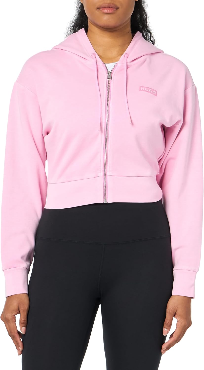 HUGO Women's Cropped Hooded Zip Up Sweatshirt