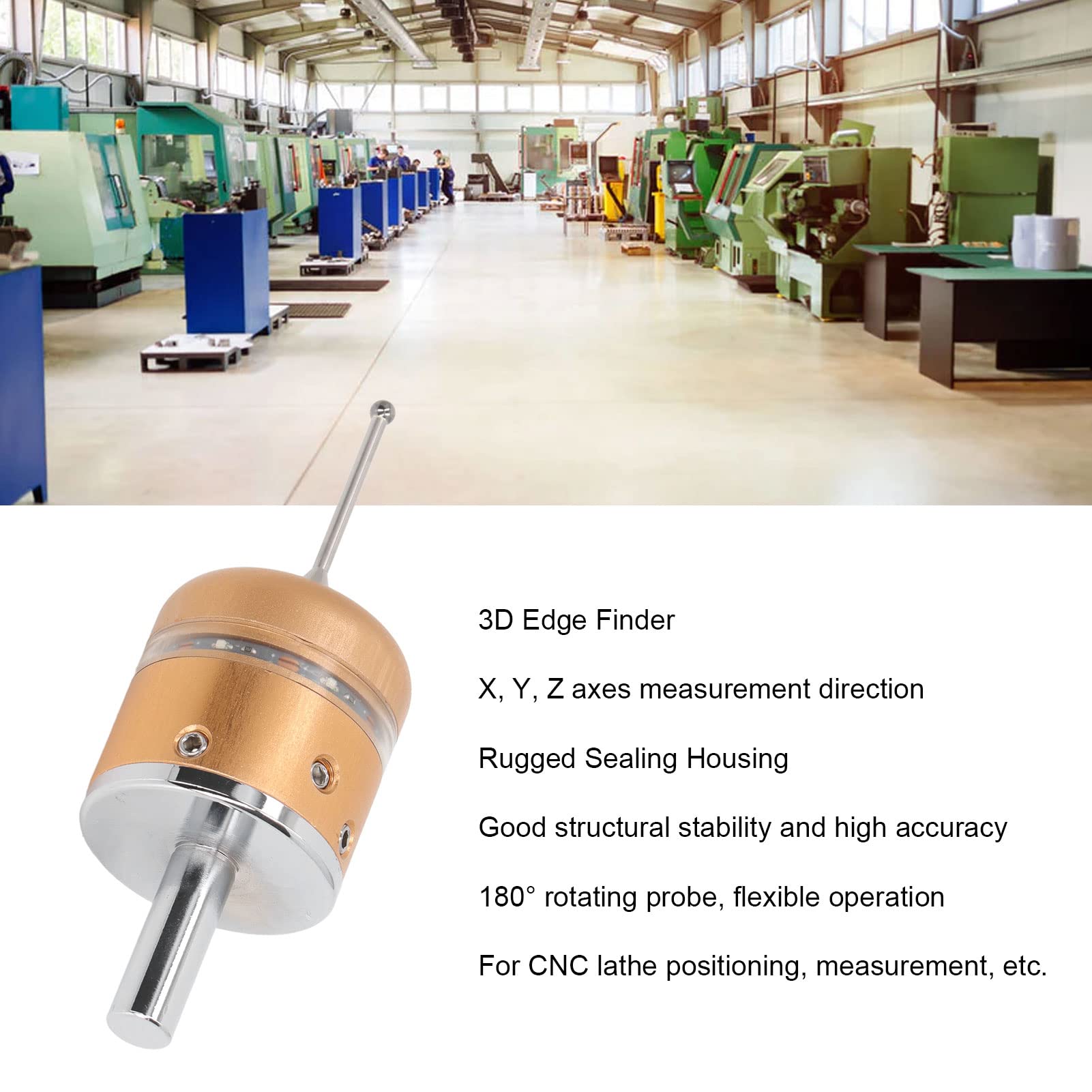 CNC 3D-Kantentaster, professioneller hochpräziser CNC-Touch-Tastkopf 3D-Sensor, wasserdichter elektronischer Kantentaster mit um 180 ° drehbarer Sonde für X-, Y- und Z-Achse, für CNC-Geräte(#2)