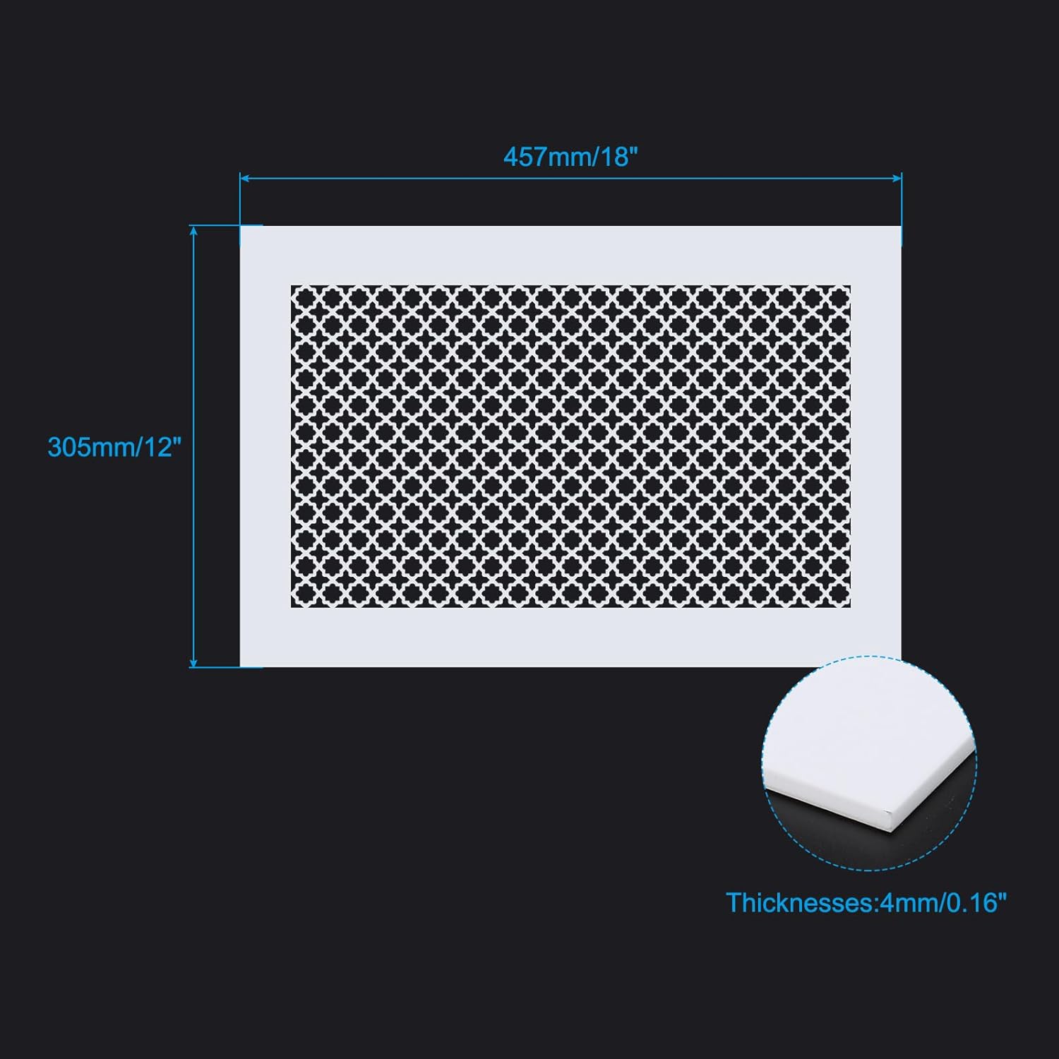 patikil air vent cover grille for 15.5"x9.5" duct opening, acrylic glass (pmma) decorative wall ceiling hole cover register for home ventilation decor