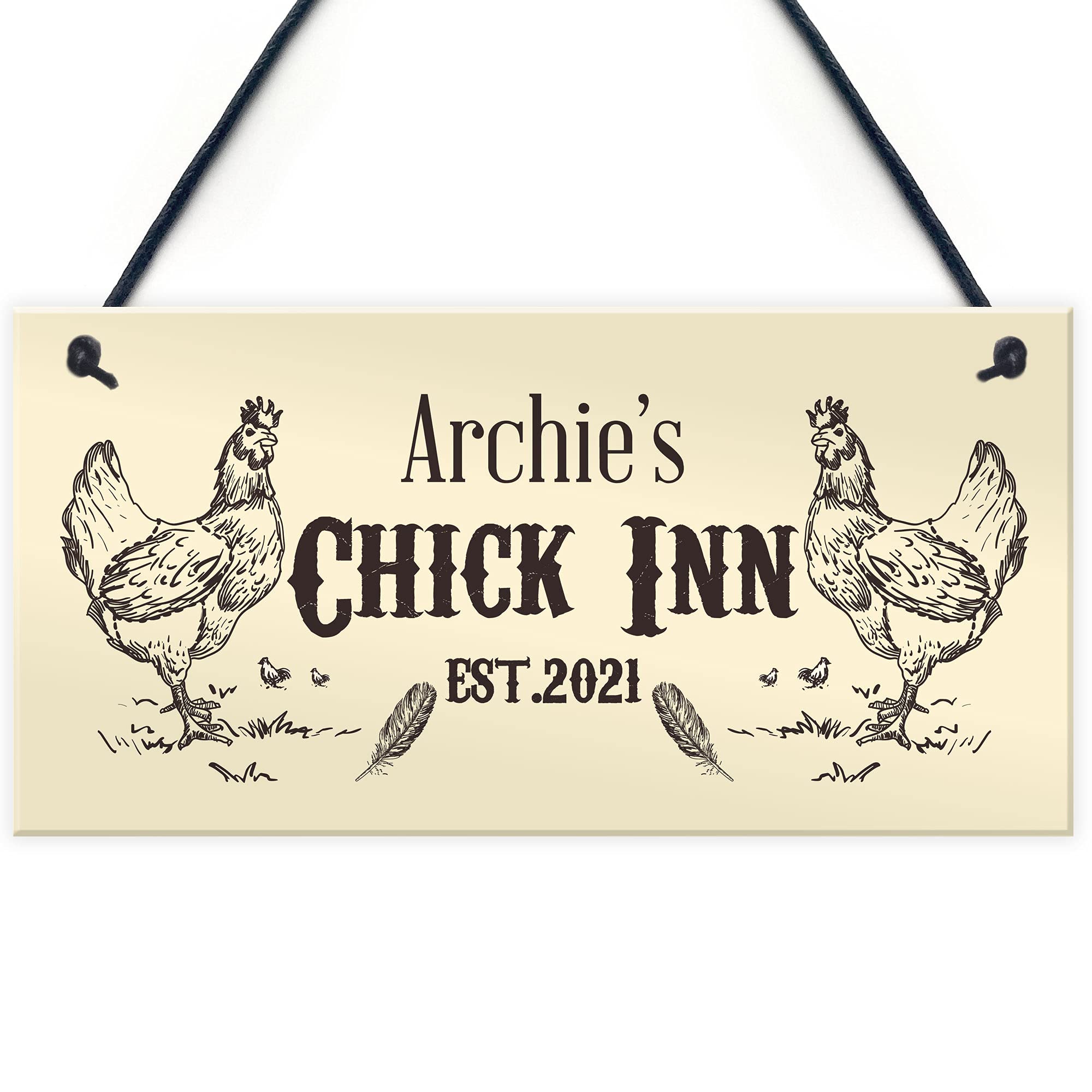 Chick Inn Sign Outdoor Garden Plaque Hanging Door Sign Personalised Chicken Hen Gifts