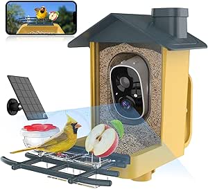 Bird Feeder with Camera - Smart Bird Cam with AI Identify BirdSpecies, Auto Record BirdVideo, Instant Notifications, 2K Video Live Stream Camera with Solar Panel for Birds Lover asin的图片