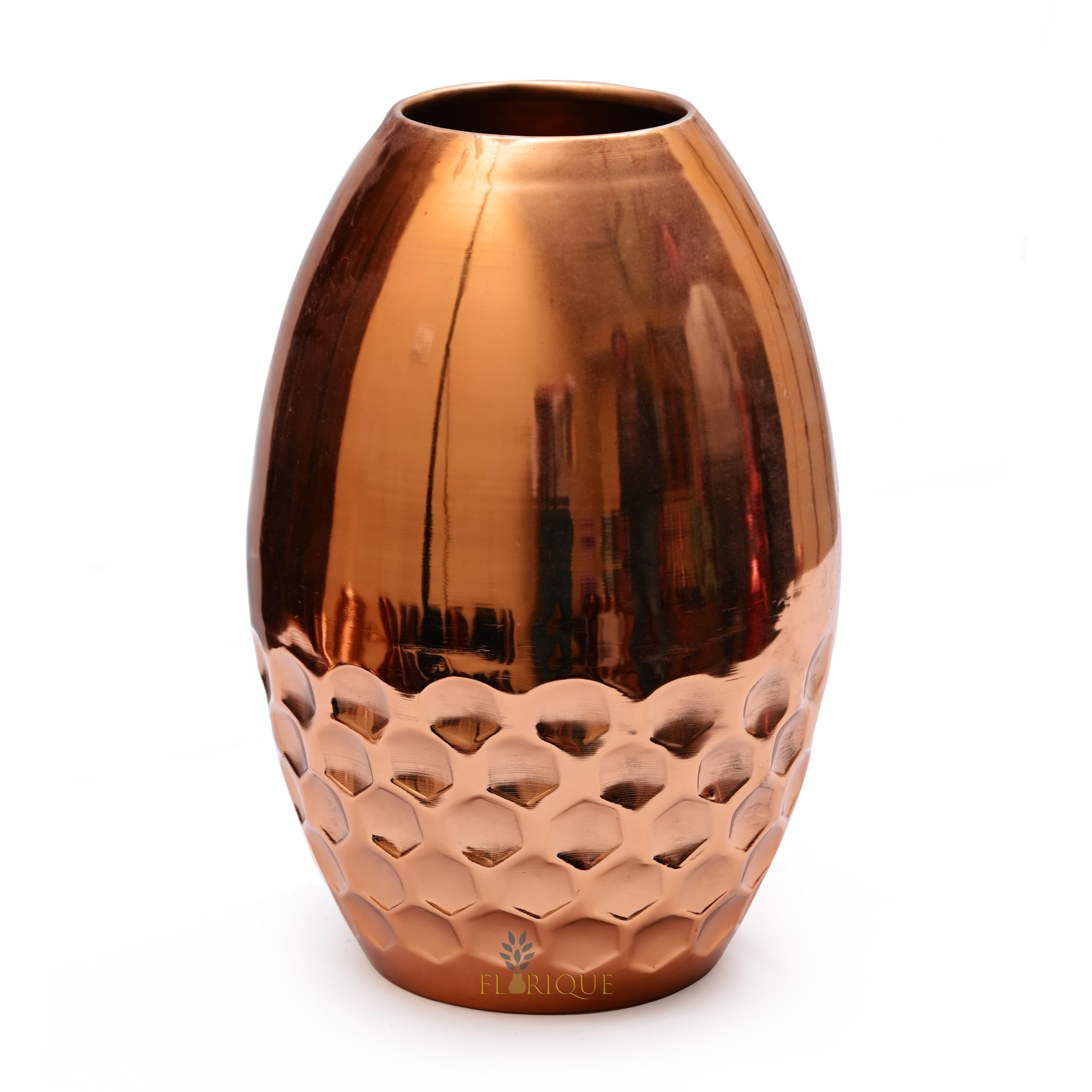 Luxury Gold Decorative Vase – 11 Inch Tall Iron Flower Vase with Honeycomb Design – Elegant Home Décor for Living Room, Office, and Dining Table (Copper)-image-48