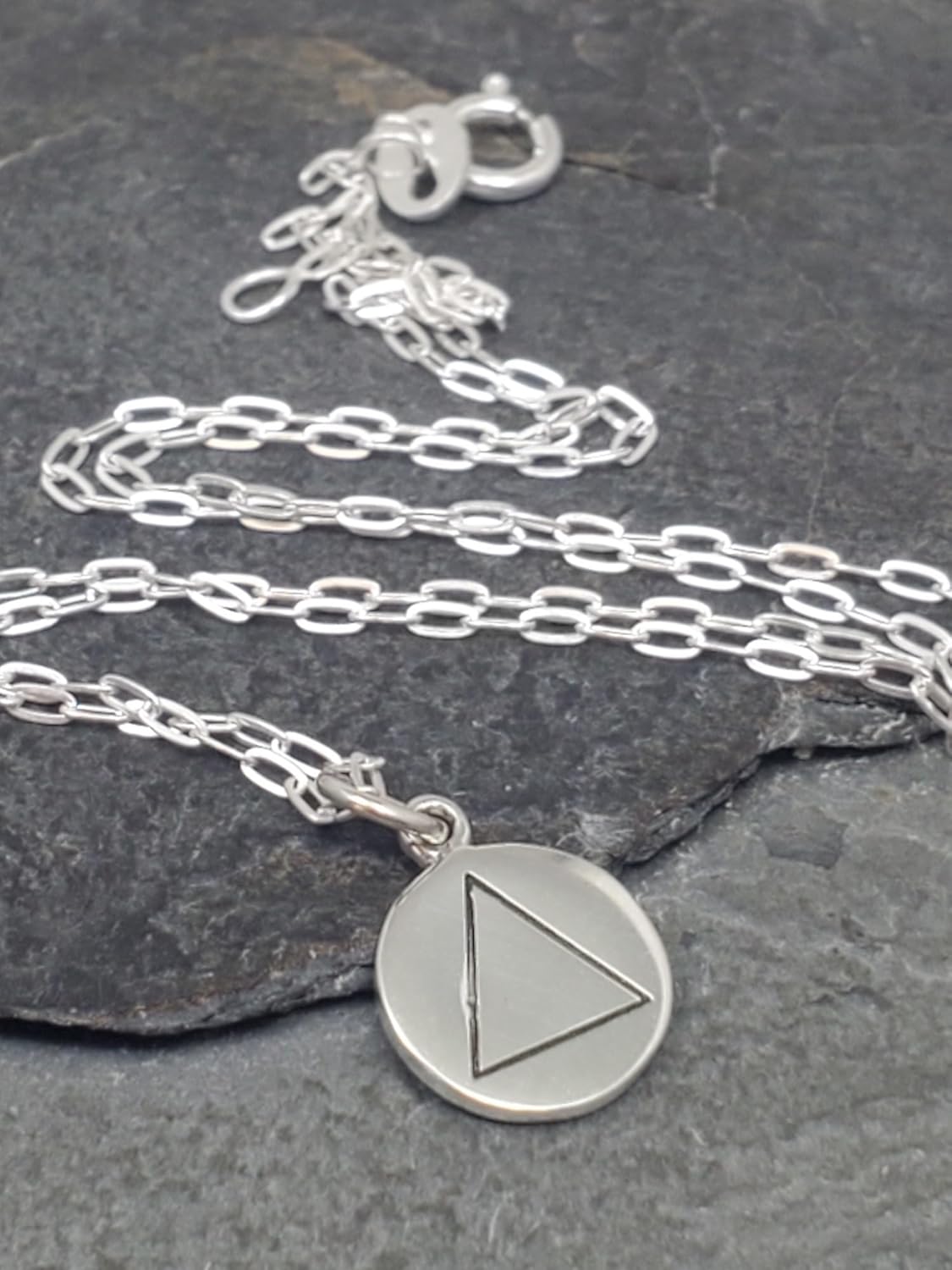 Sterling Silver Fire Element Charm Necklace, Double Sided Two Designs Alchemical Zodiac Pendant Jewelry, 18" - Image 5