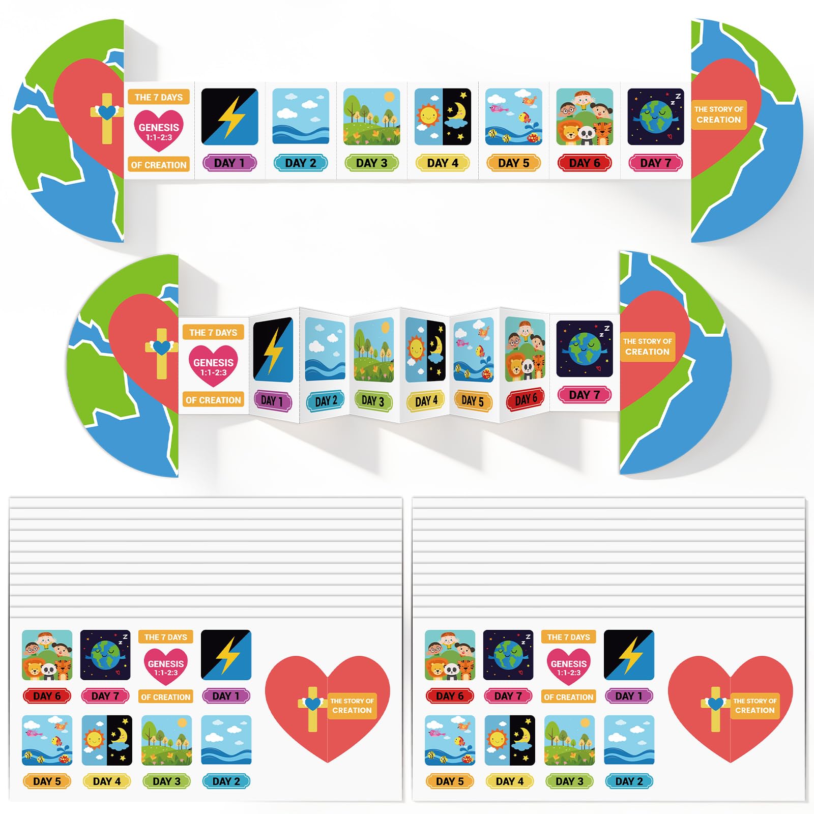Chivertion Religiöses Basteln, Sonntagsschule, Basteln für Kinder, Sequenzierungs-Brettspiel, 7 Tage der Kreation, Kunst-Bastelset, Schulanfang, Bibelhandwerk für Kleinkinder, Lernaktivitäten im