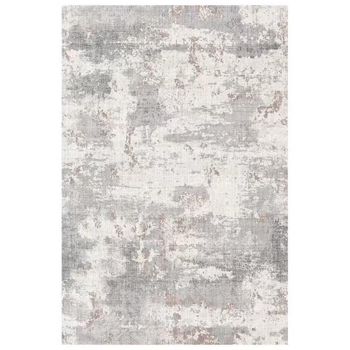 Tapis de centre de salon gris 180x250cm résistant aux taches pour canapé et chambre