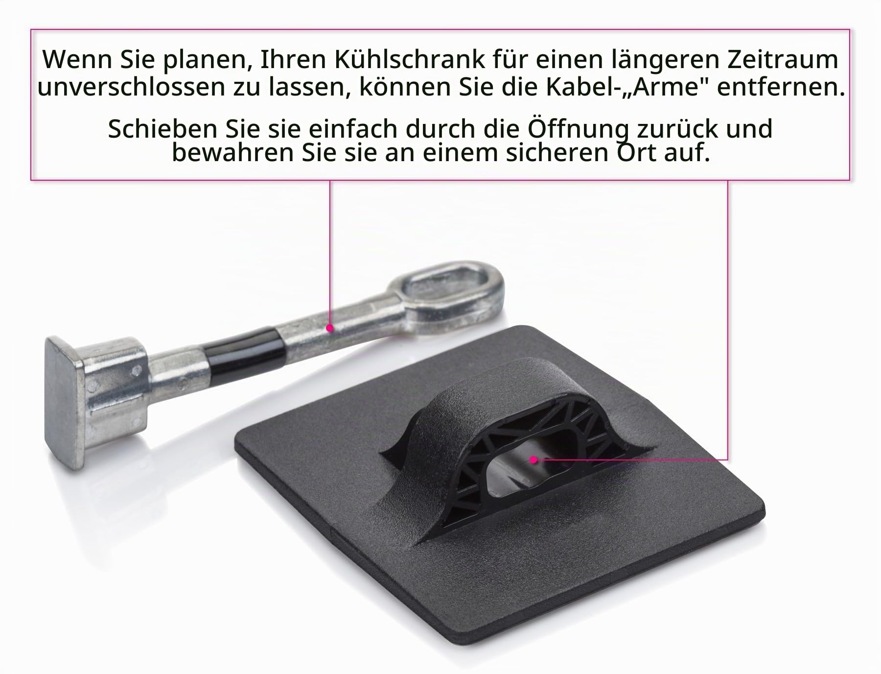 Computer Security Products Kühlschrankschloss mit Vorhängeschloss - Schloss mit Schlüssel - Kindersicherung für Kühlschrank - Schwarz