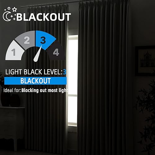 Miniatura 6 de Cortinas plisadas opacas de 72 pulgadas de largo, cortinas plisadas con aislamiento térmico con ganchos para sala de estar, dormitorio, puerta de