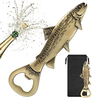 Trout Beer Bottle Opener – Fishing Gift for Men, Dad, Grandpa – Bronze Fish Shaped Bar Tool with Gift Bag – Perfect for Fathers Day, Birthday, Christmas, Camping