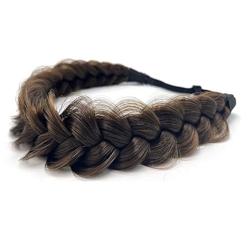 TOECWEGR Synthetic Hair Braided Headband Classic Wide Strands Wedding Disorderly