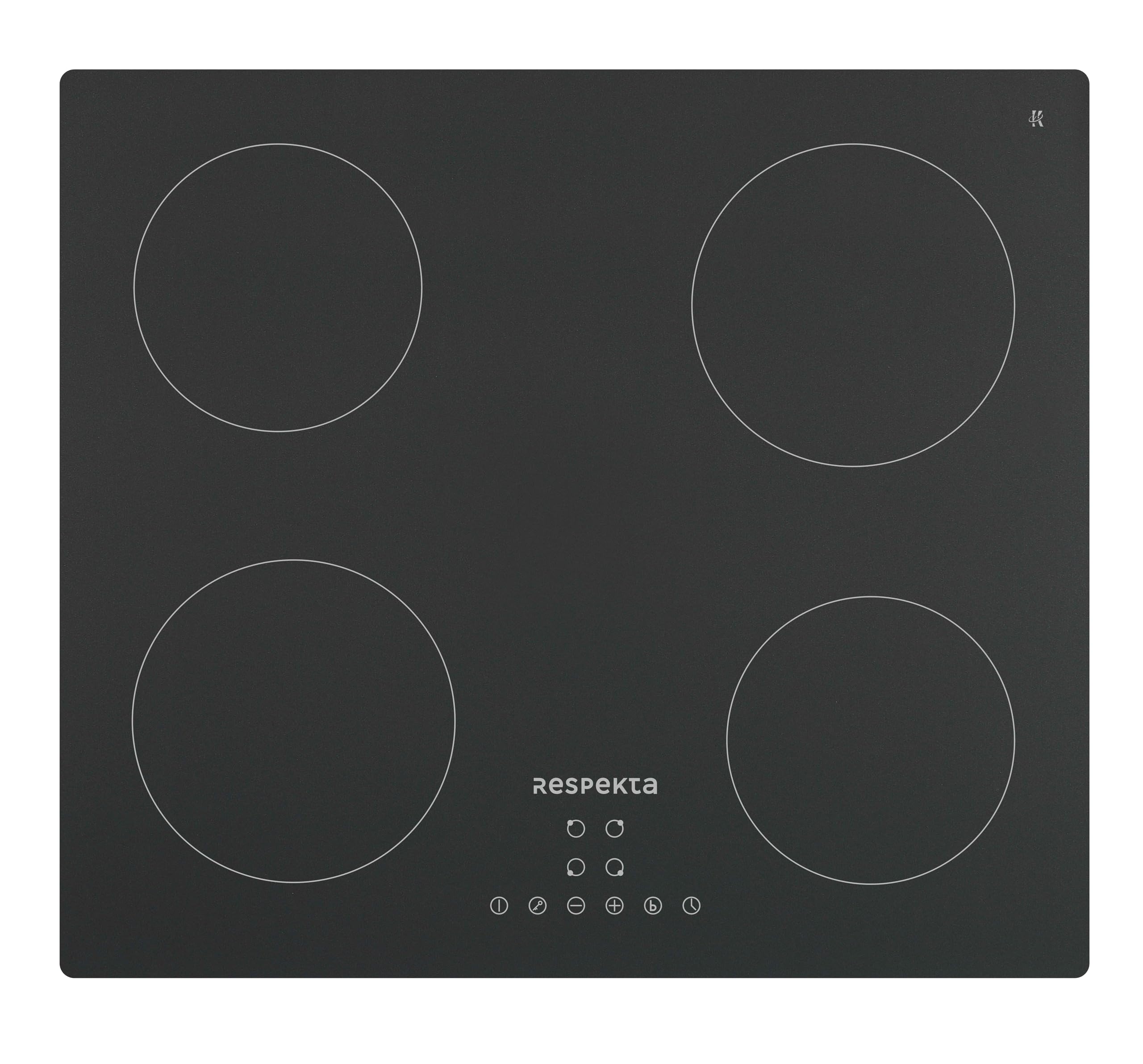 Respekta Allexus Table de cuisson à induction 60 cm noire mate sans cadre / 4 zones / 9 niveaux/commandes tactiles/Booster & ECO/sécurité enfants / KM4295IMS-19
