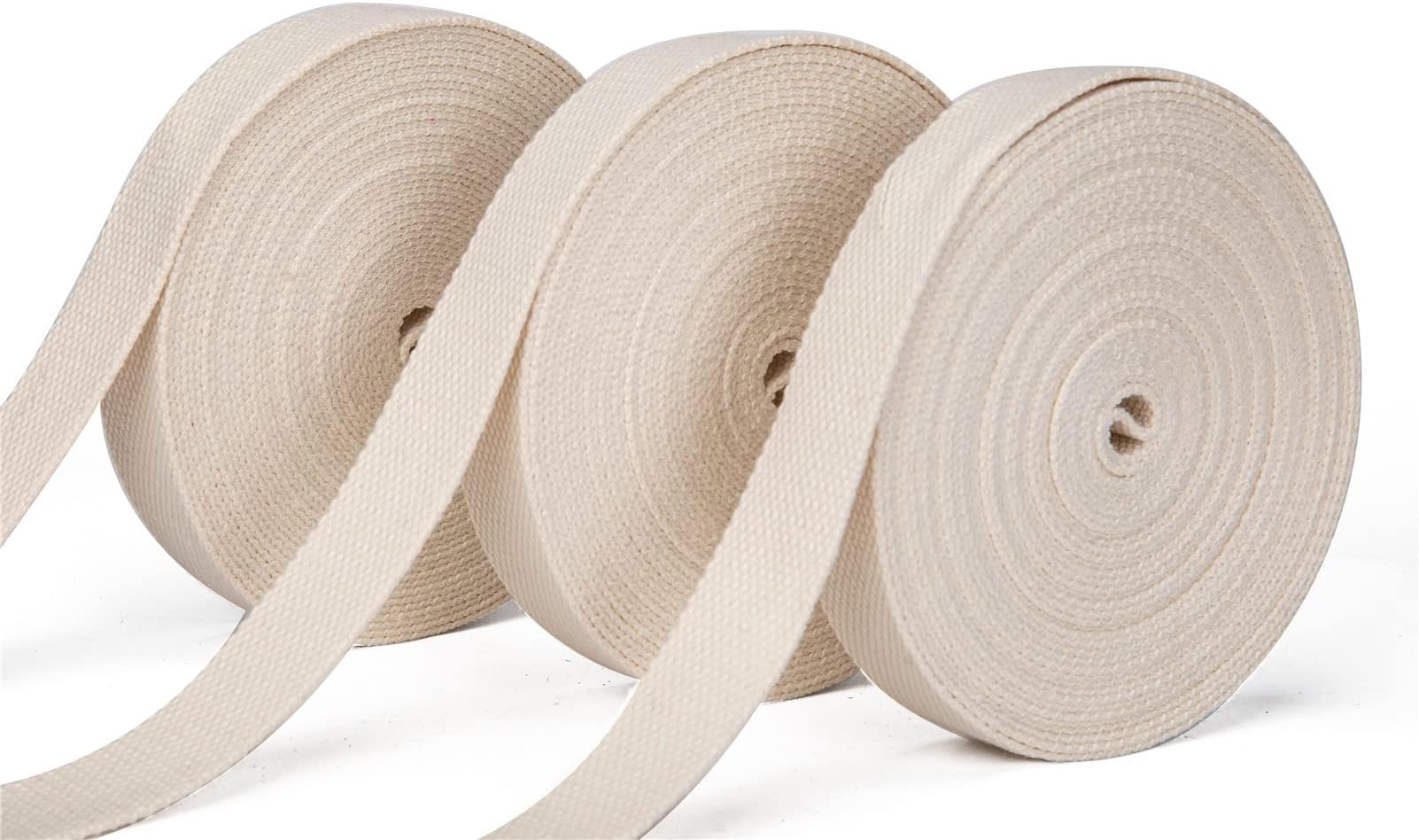 3 Rolls/ 30 Yards, Cotton Webbing Strap, Fabric Ribbon Trim Tape Edge, Natural Heavy Duty Style Great for Bag Handles Making Belting Stitched Sewing, Black (10 Yards Per Roll, 1 Inch Wide)