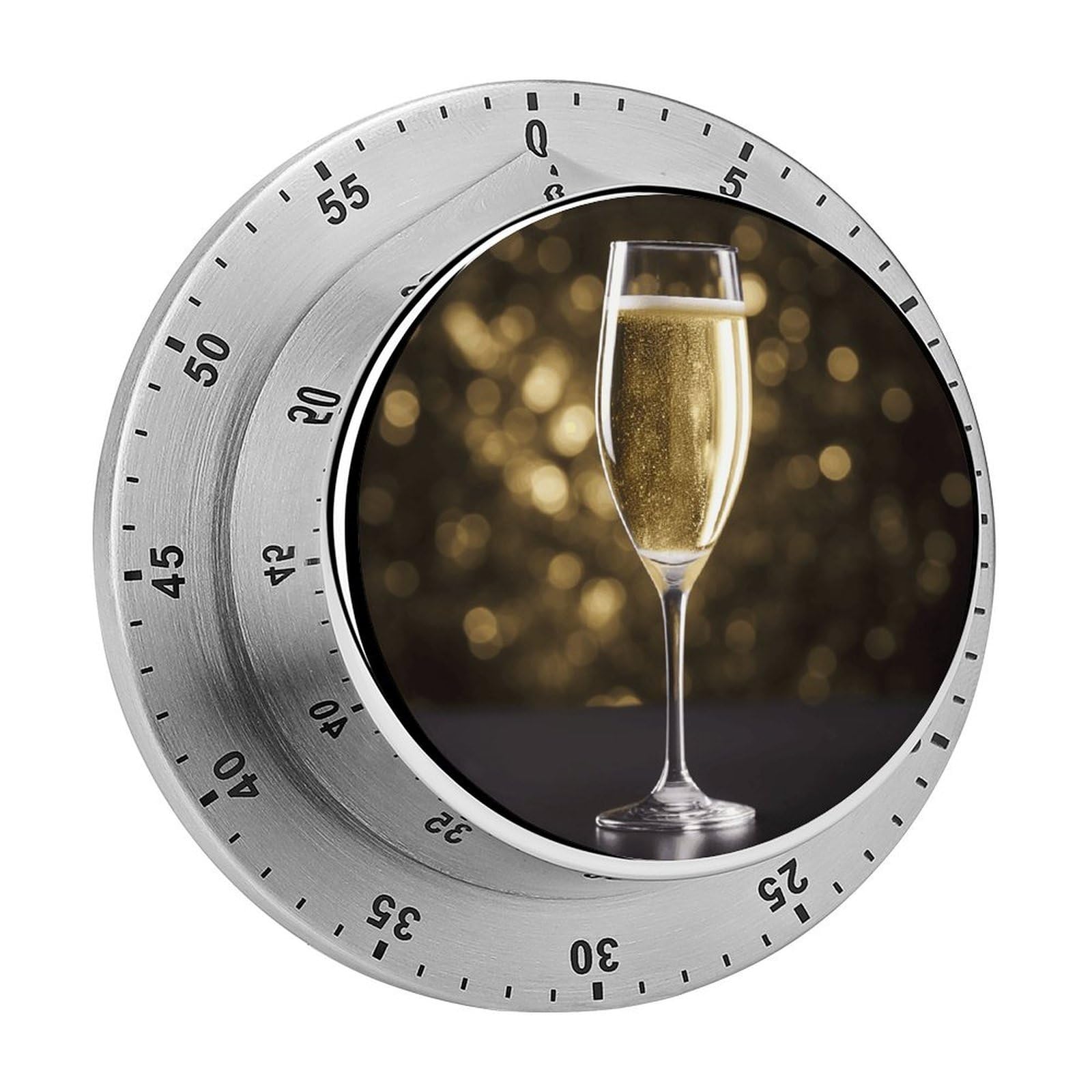 Champagne Timers Magnetic 60 Minute Kitchen Timers Mechanical Wind Up Timer Manual with Loud Alarm Stainless Steel Body Chef Clock Easy for Cooking Baking