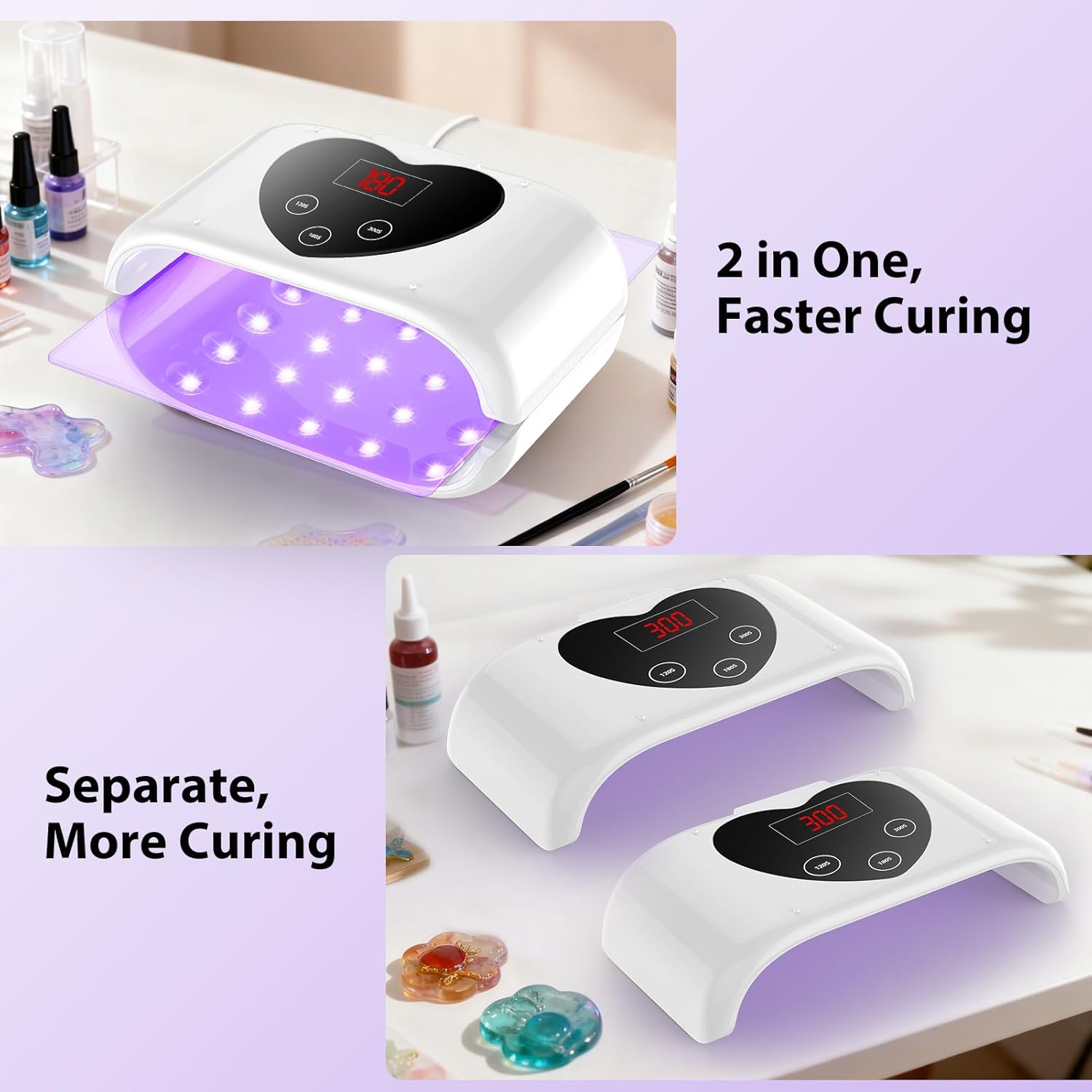 Winartton UV Light for Resin Curing - Double Sided UV Resin Light, Fast & Both Side Curing for UV Resin, UV Resin Lamp for Resin Jewelry Making, Resin Molds Curing, DIY Resin Project