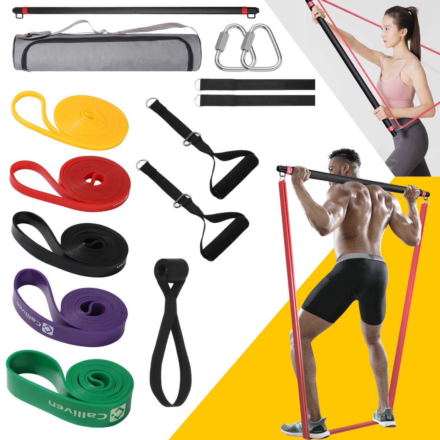 Buy skonhed Resistance Band Bar,Pilates bar kit with 5 resistance band