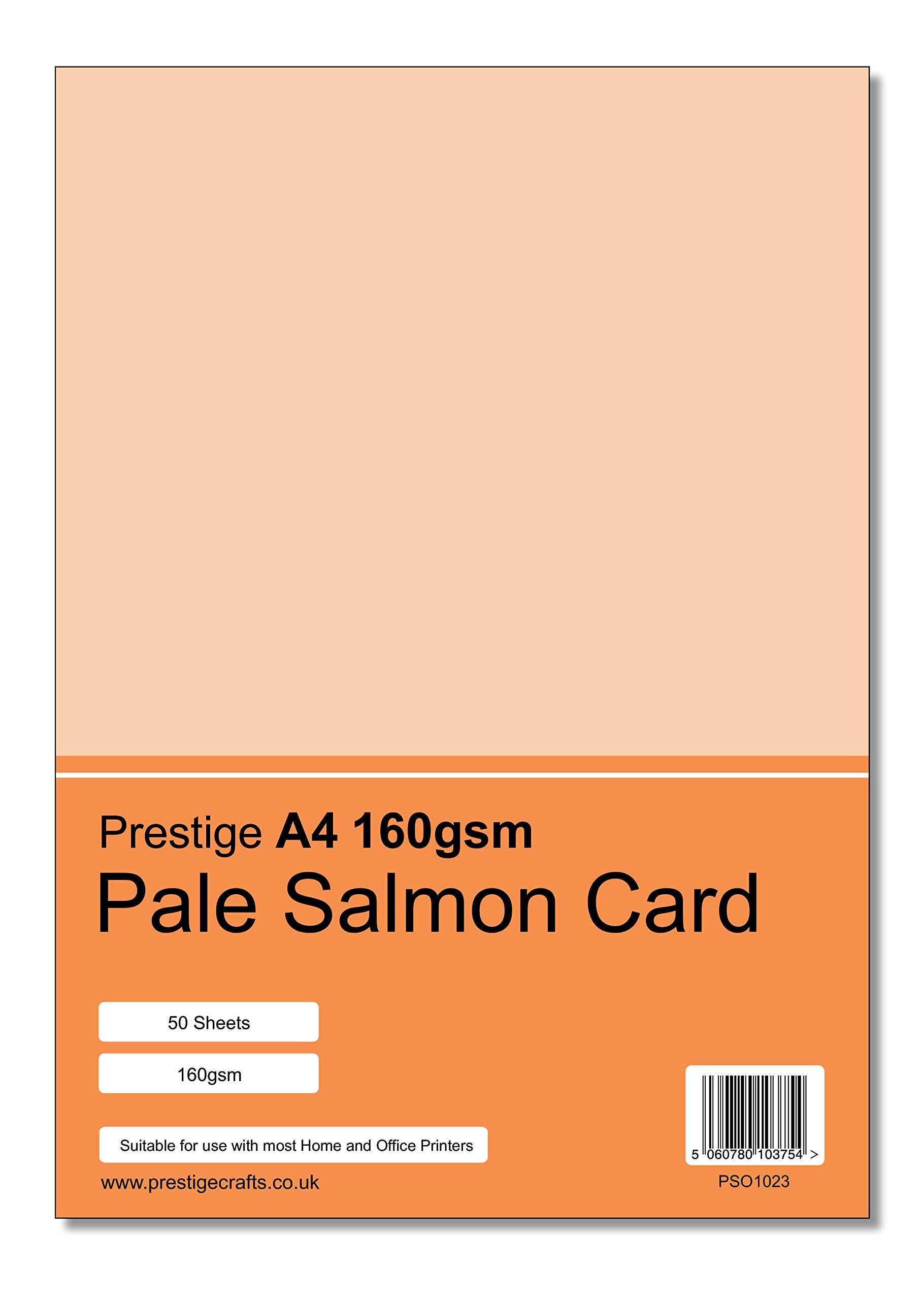 Prestige A4 160gsm Coloured Card Printing Inkjet Laser Craft Card - 50 Sheets per Pack - 20 Colours (Pale Salmon)
