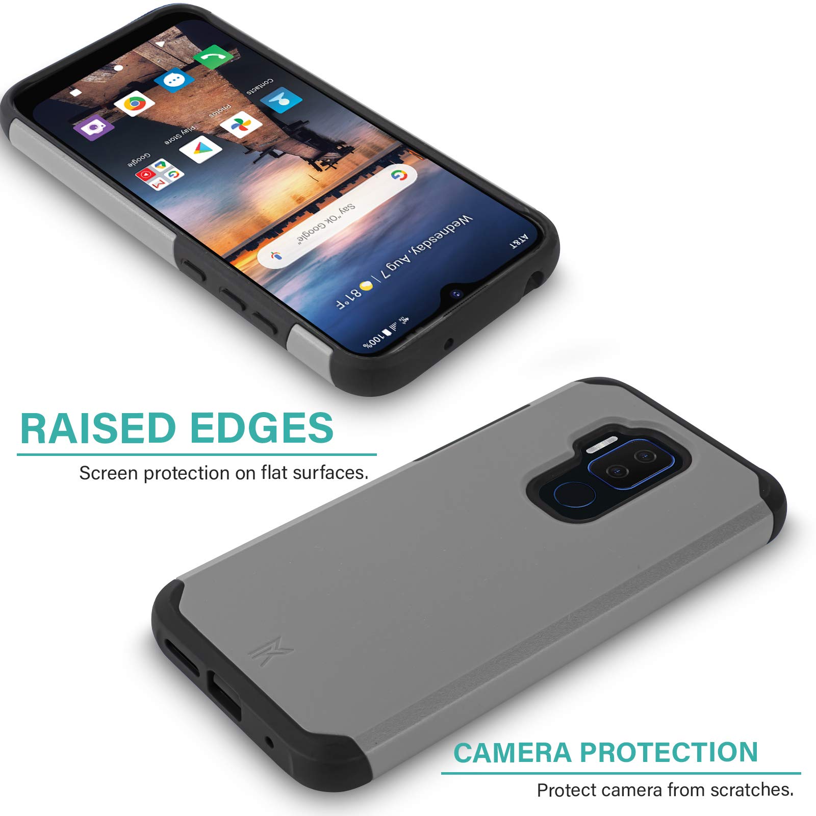 CaseMart Phone Case for [AT&T Maestro Plus (V350U) AT&T Prepaid Phone], [M-Kase Series][Gray] Shockproof Protective Dual Layered Hybrid Hard Cover for AT&T Maestro Plus (AT&T Prepaid Phone)