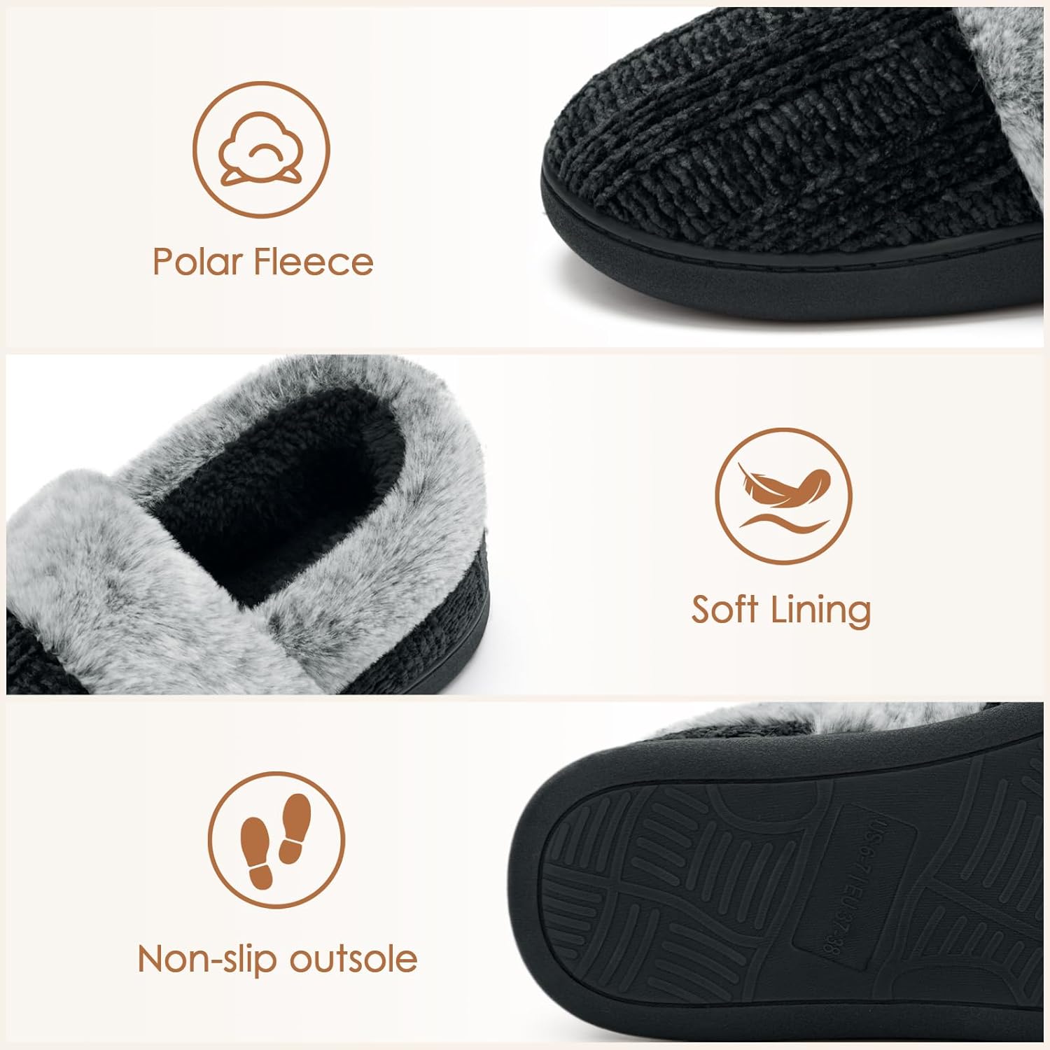 ATHMILE House Slippers for Women Memory Foam Closed Back House Shoes Outdoor Indoor Bedroom Slippers Chenille Knit Fleece Fuzzy Comfy Cozy - Image 5