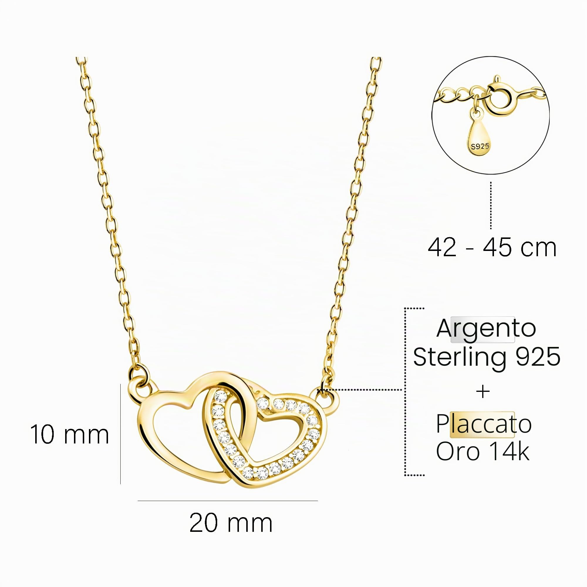 Sofia Milani - Collana da Donna in Argento 925 - Con Pietra Zircone - Ciondolo a Cuore