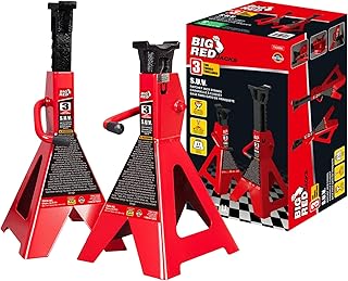 Big RED Jack Stands 3 Ton, 14-20.5 inch Adjustable Height for Lifting UTV/ATV, Cars, SUV, 6000 lb Capacity, 1 Pair
