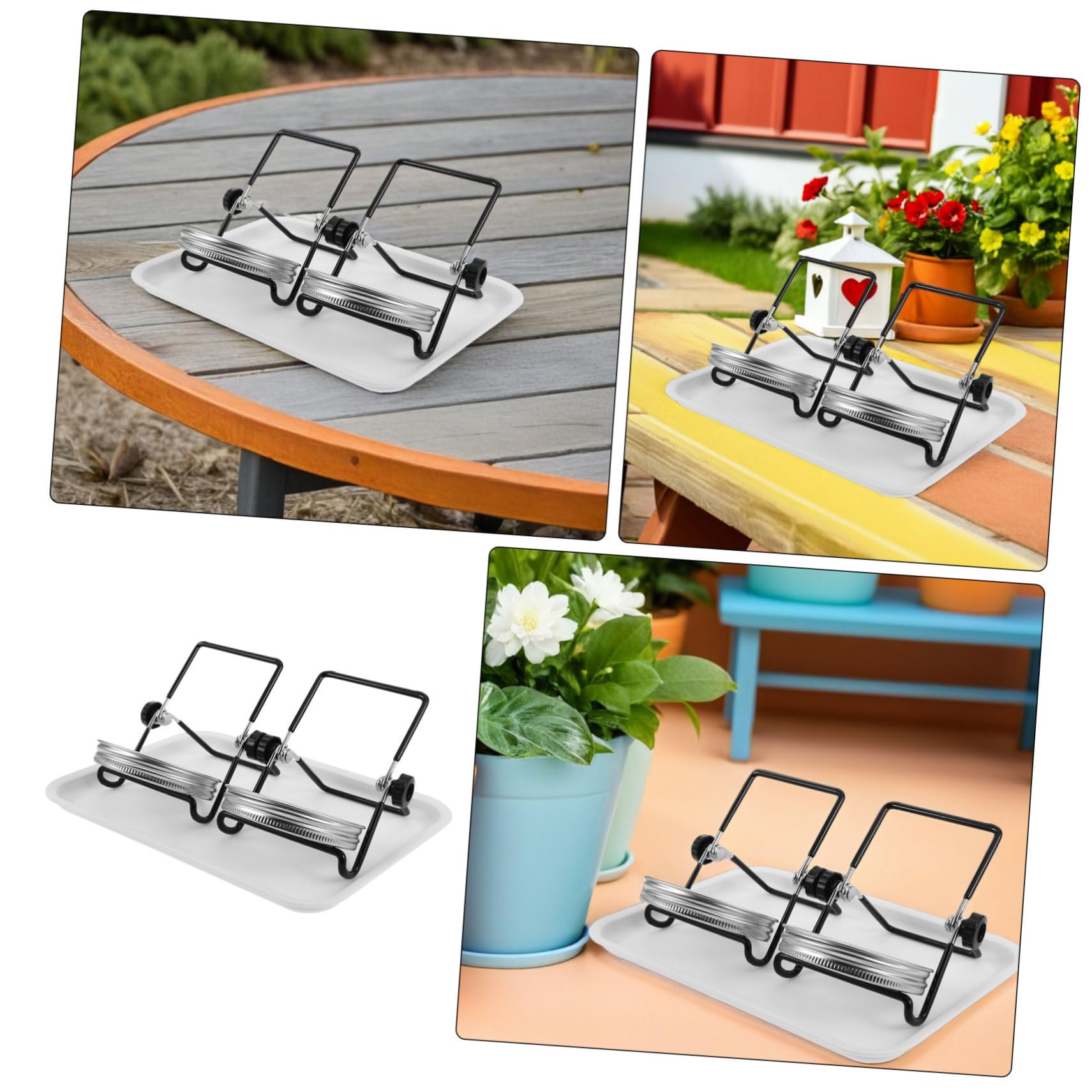 HANABASS 2 Juegos Kit de Germinación para Tarros de Boca Ancha con Tapas y Malla de Acero Inoxidable Soporte y Bandeja para Brotes Ventilación Óptima y Fácil Limpieza para Cultivo Casa