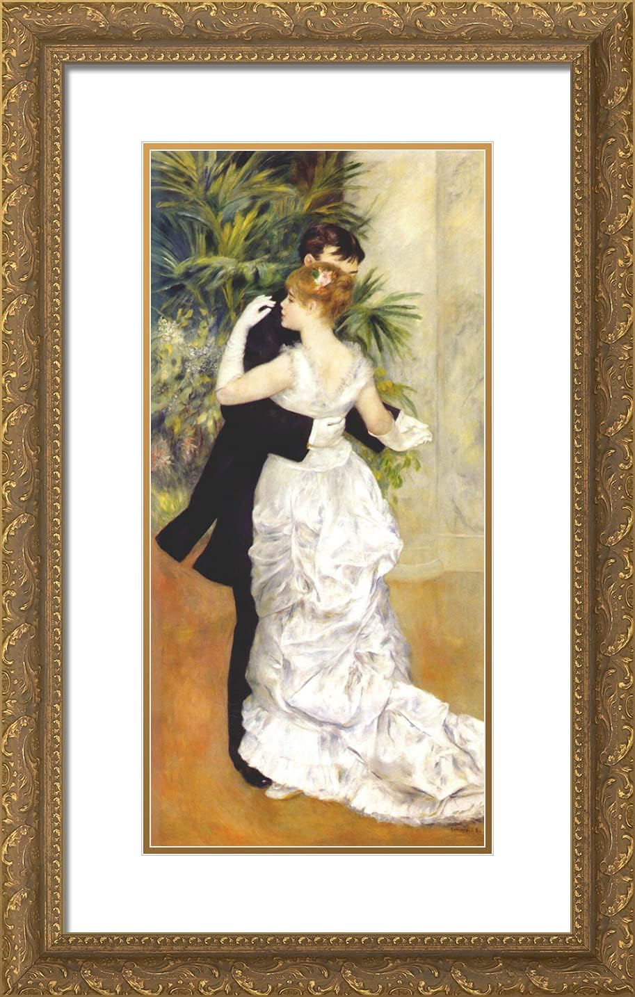 ArtDirect Renoir, Pierre-Auguste 16x24 Gold Ornate Framed Art Print with Double Matting Titled: Dance in The City
