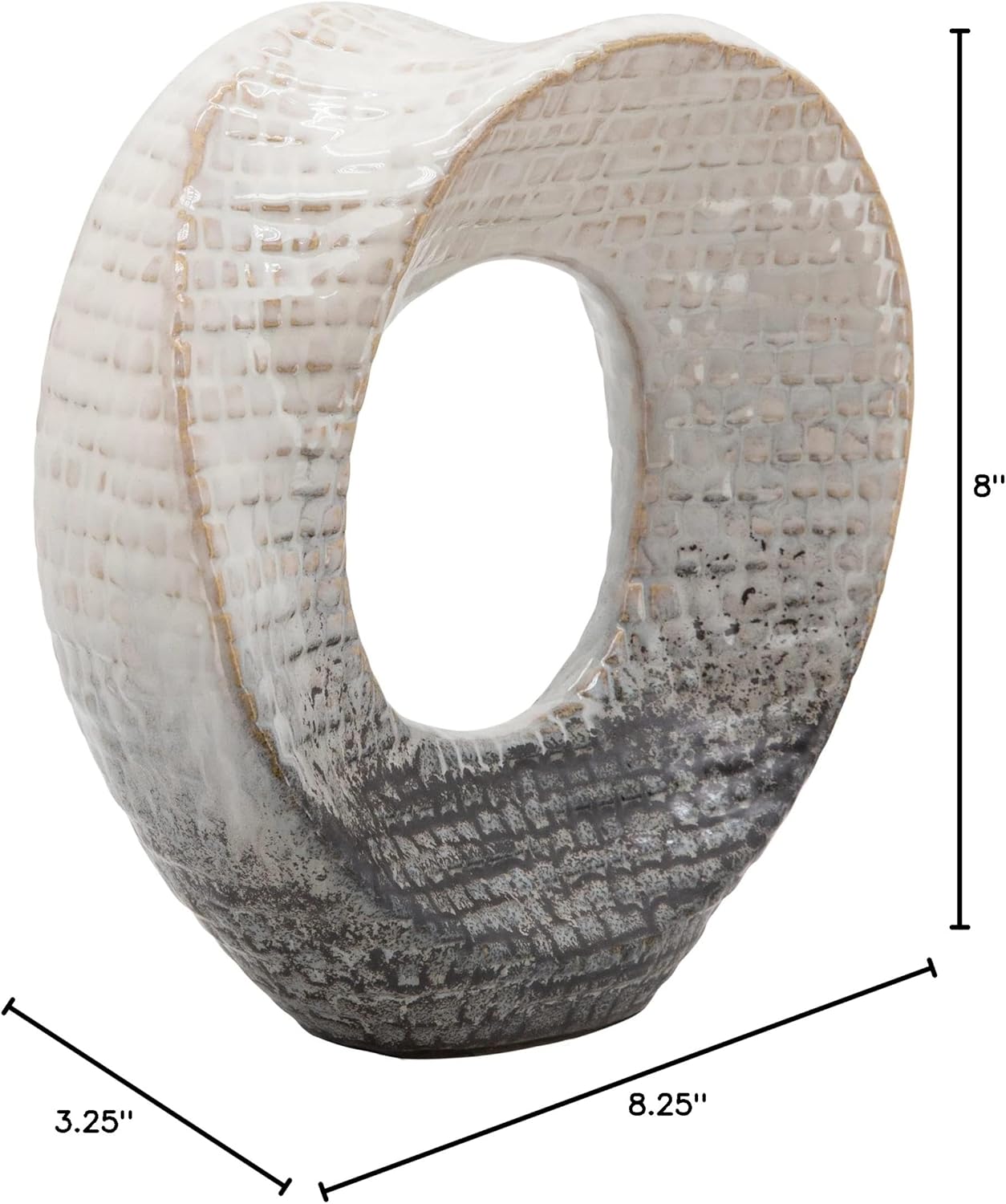 Ceramic Decorative Sculpture – Stoneware Table Accent, Tabletop Decor for Living Room or Office – Modern Decorative Object for Shelves and Consoles, Home Decor – 8", Ivory & Tan