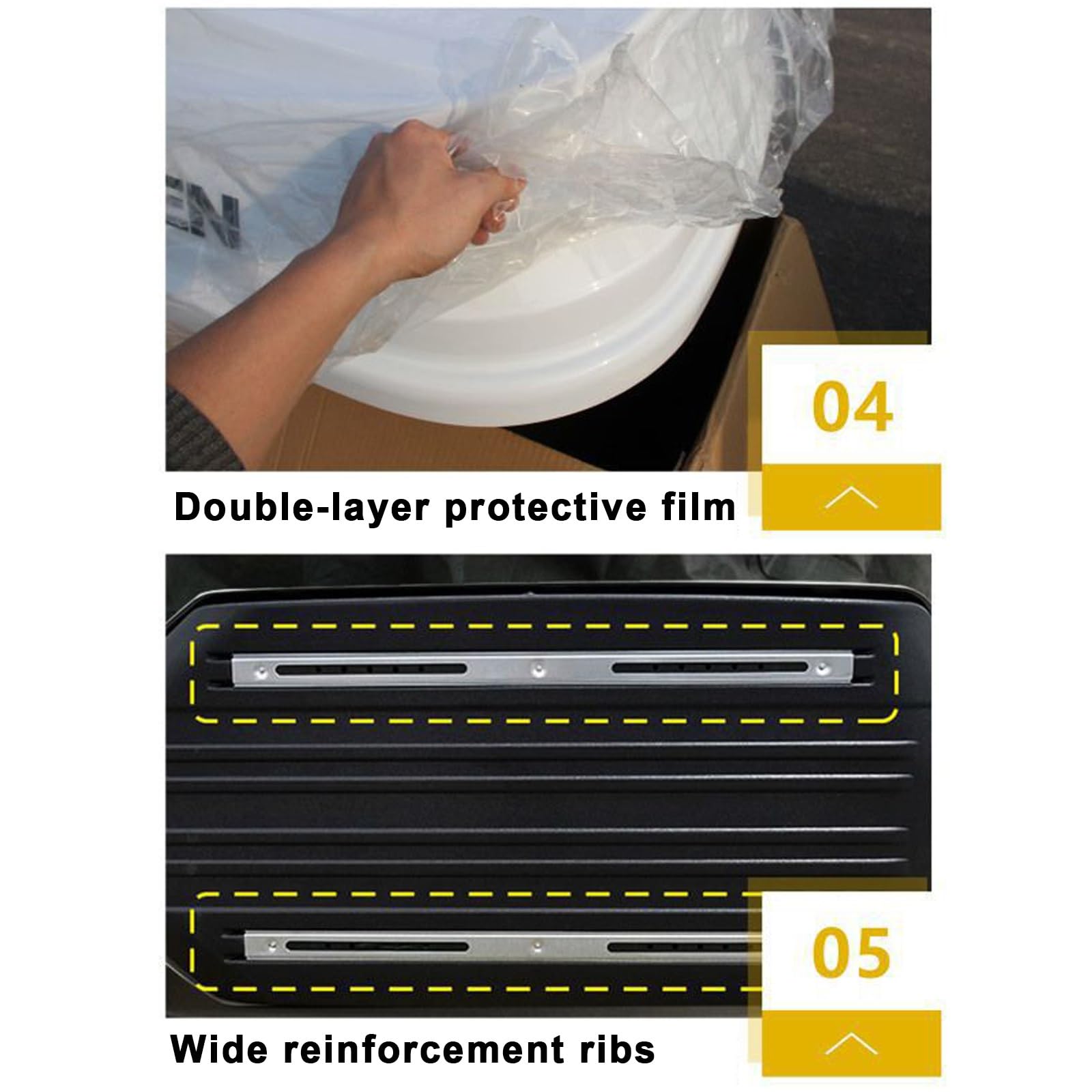 Cofre Techo Coche, Baúl de Techo Rígido de ABS de 300/480/500/550 L con Cerradura de Seguridad y Apertura Lateral, para Coche, Furgoneta y SUV(120x79x24cm)