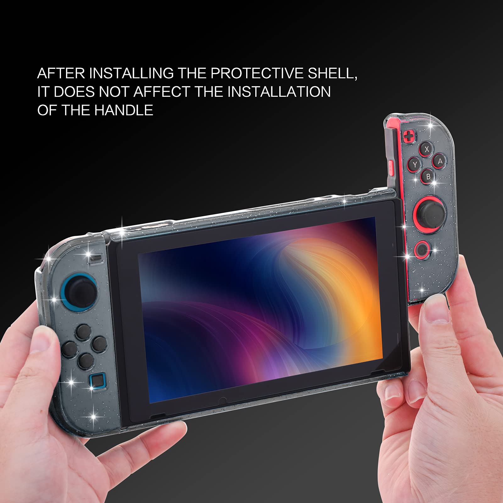 Amazon.co.jp: Nintendo Switch用グリッターケース、強化ガラス