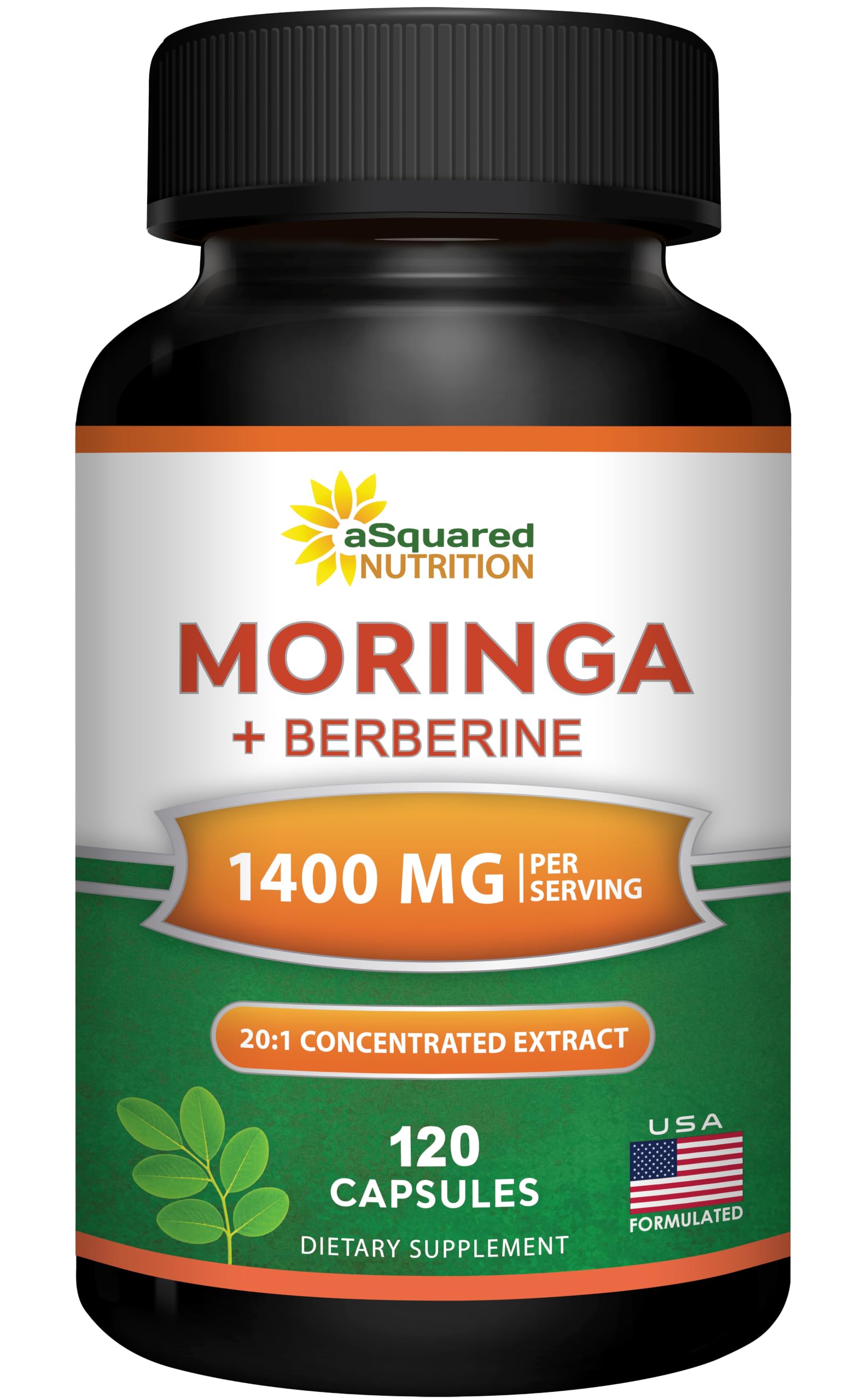 Moringa with Berberine Supplement - 120 Capsules - 1400mg Per Serving