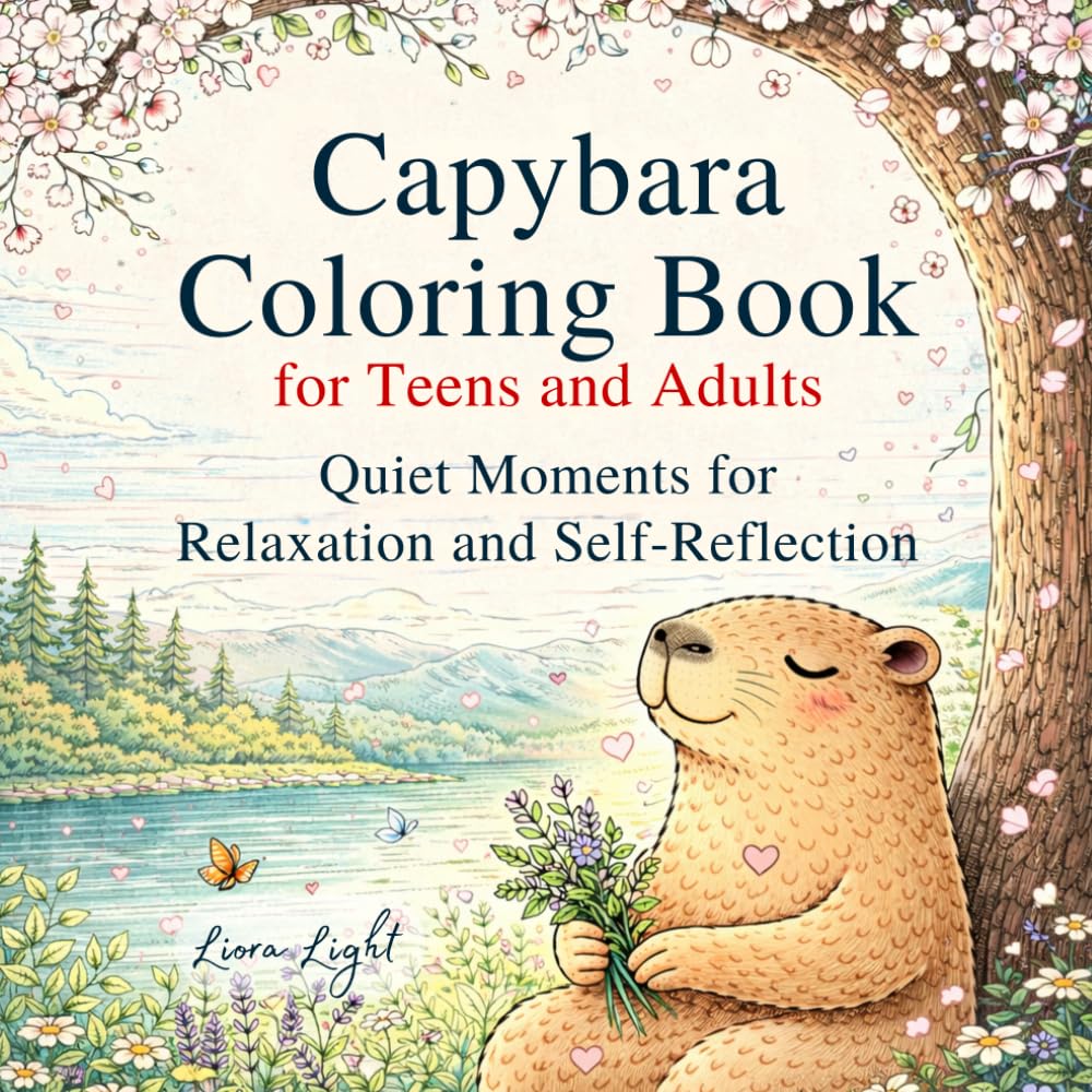 Capybara Coloring Book for Teens and Adults: Quiet Moments for Relaxation and Self-Reflection