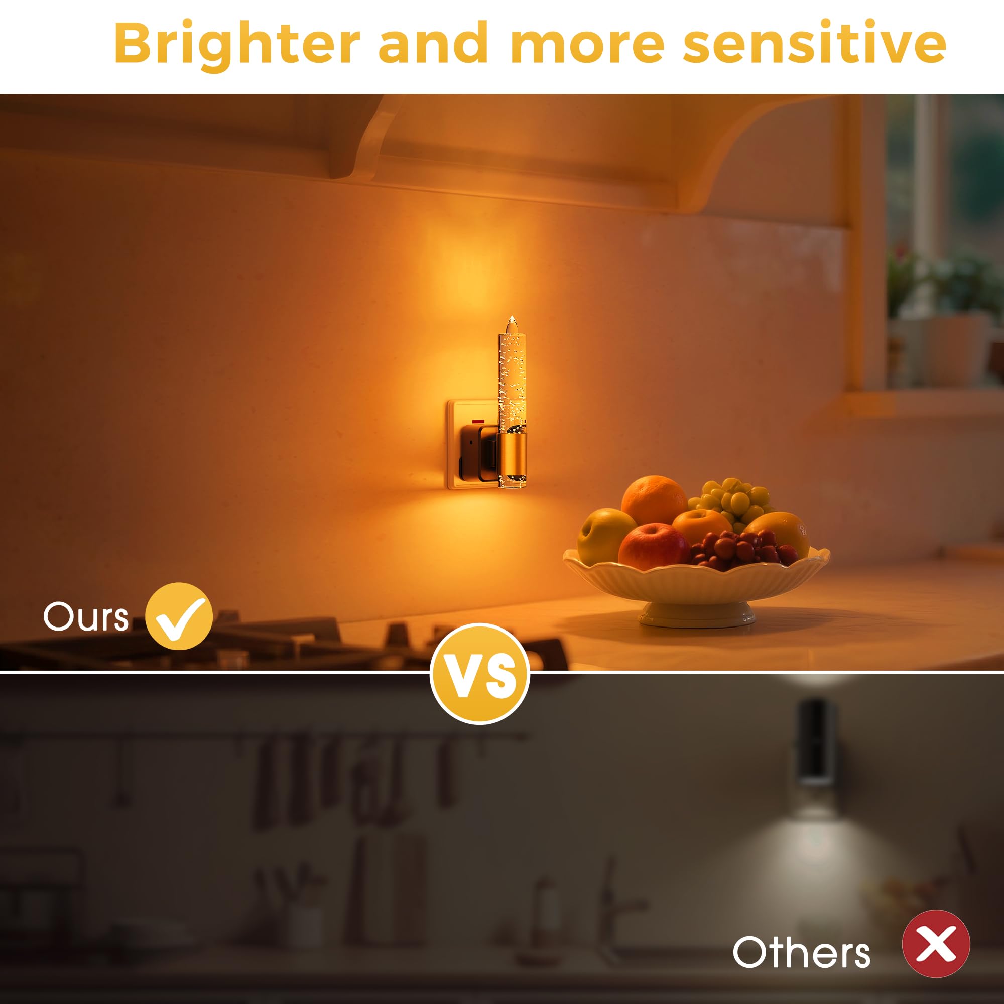 LOHAS-LED Night Light Plug in Wall, LED Candles Night Light, Dusk to Dawn Sensor, Modern Amber Nightlight 0-100LM - Image 4