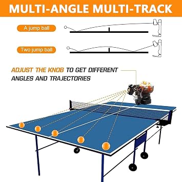 Table Tennis Robot Ping Pong Machine with Remote, Training Drills, with 100 Ping Pong Balls, Customize Spin, Frequency, Ball Speed, Rotation Intensity, Landing